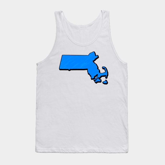 Bright Blue Massachusetts Outline Tank Top by Mookle